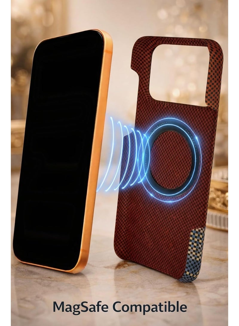 Phoni Ultra Slim Magnetic Case for iPhone 17 Pro Max, Compatible with MagSafe, Thin Lightweight Matte Phone Case, Carbon Fiber Style Texture, Raised Camera Protection (Burnished Ember – Red Carbon) - Image 2